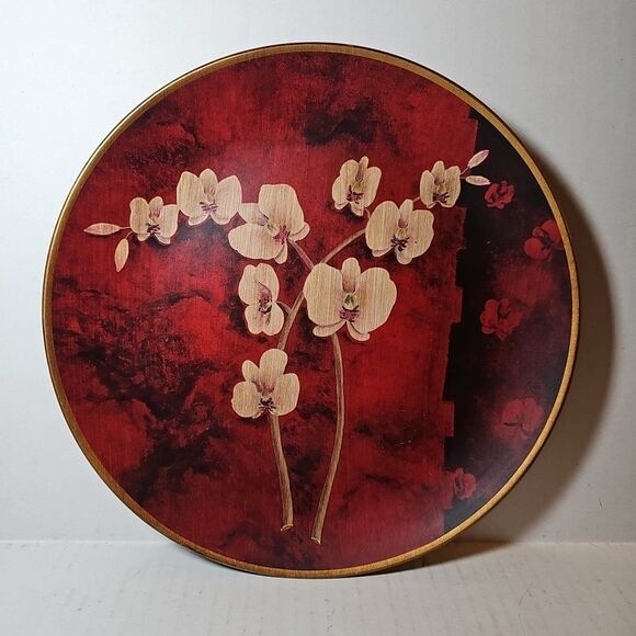Set Of 3 Kirkland Home Red Floral Design Decorative Plates Asian Style 10" - Picture 2 of 8